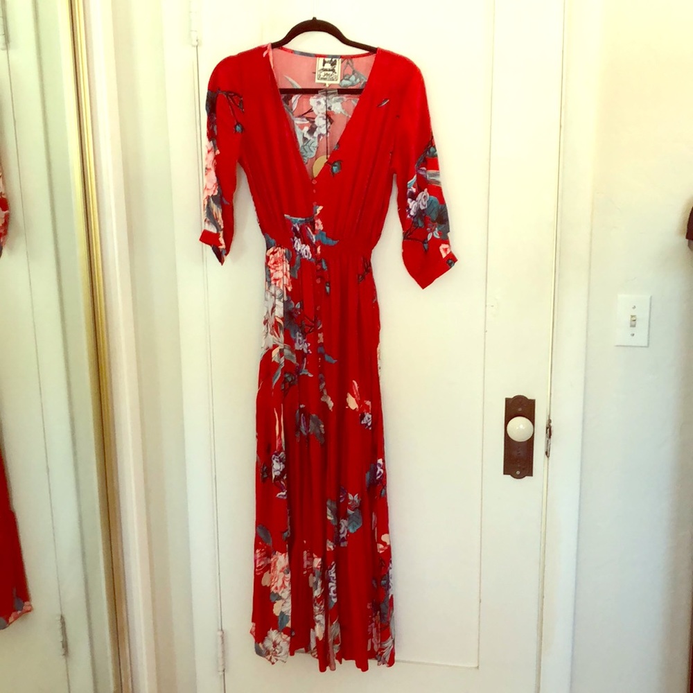 Jaase Red Printed Maxi Dress